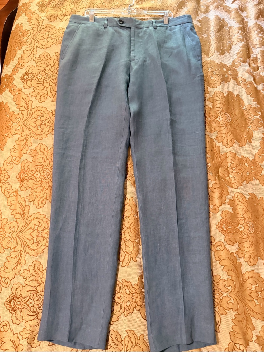 Todd Synder New York Men’s 100% Linen Slacks, Gray, Flat Front, NWT, Sz 36 x 34